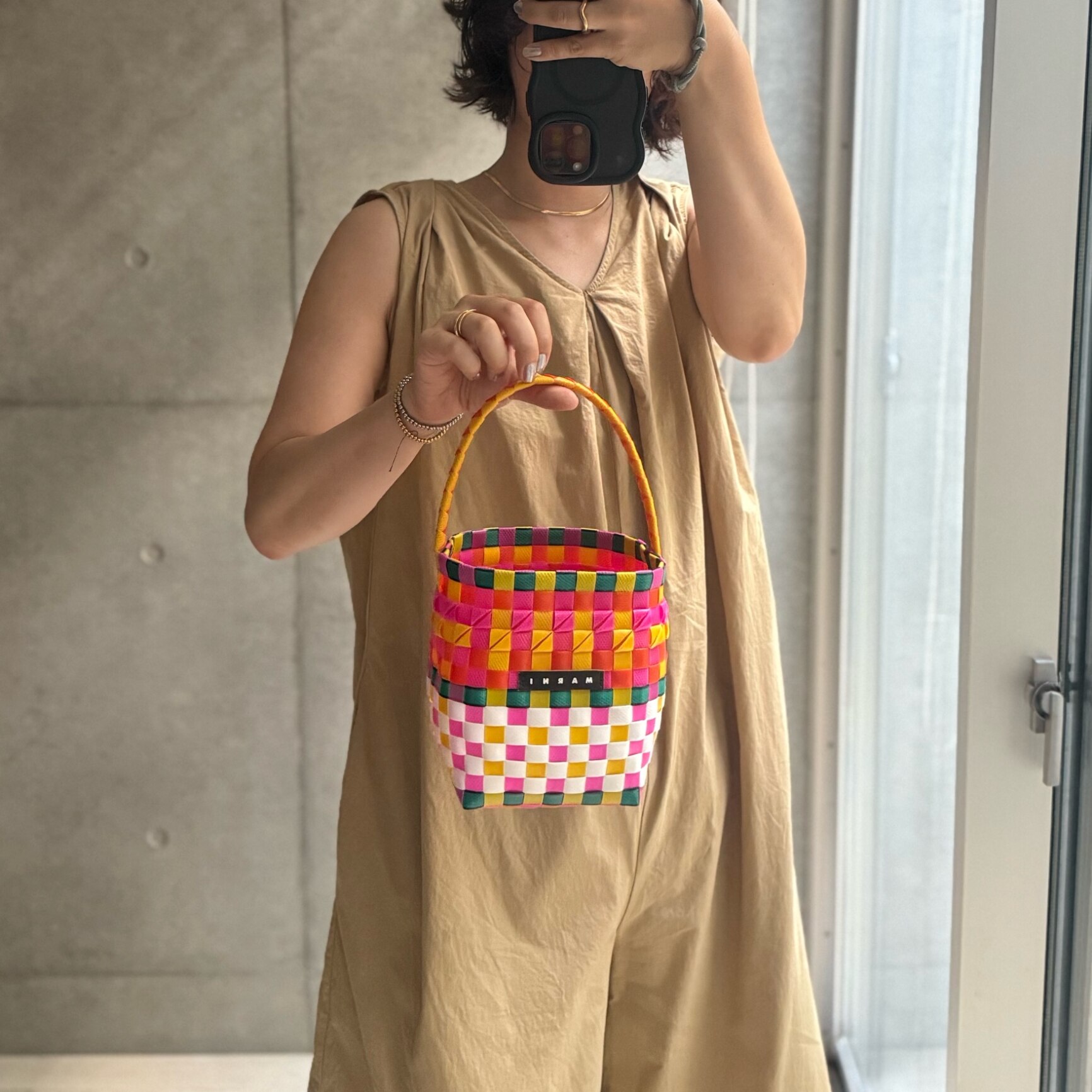 MARNI マルニ キッズ ハンドバッグ かごバッグ ポッドキッドバッグ ピンク イエロー マルチ レディース ロゴ M00332 M00IW 0M213