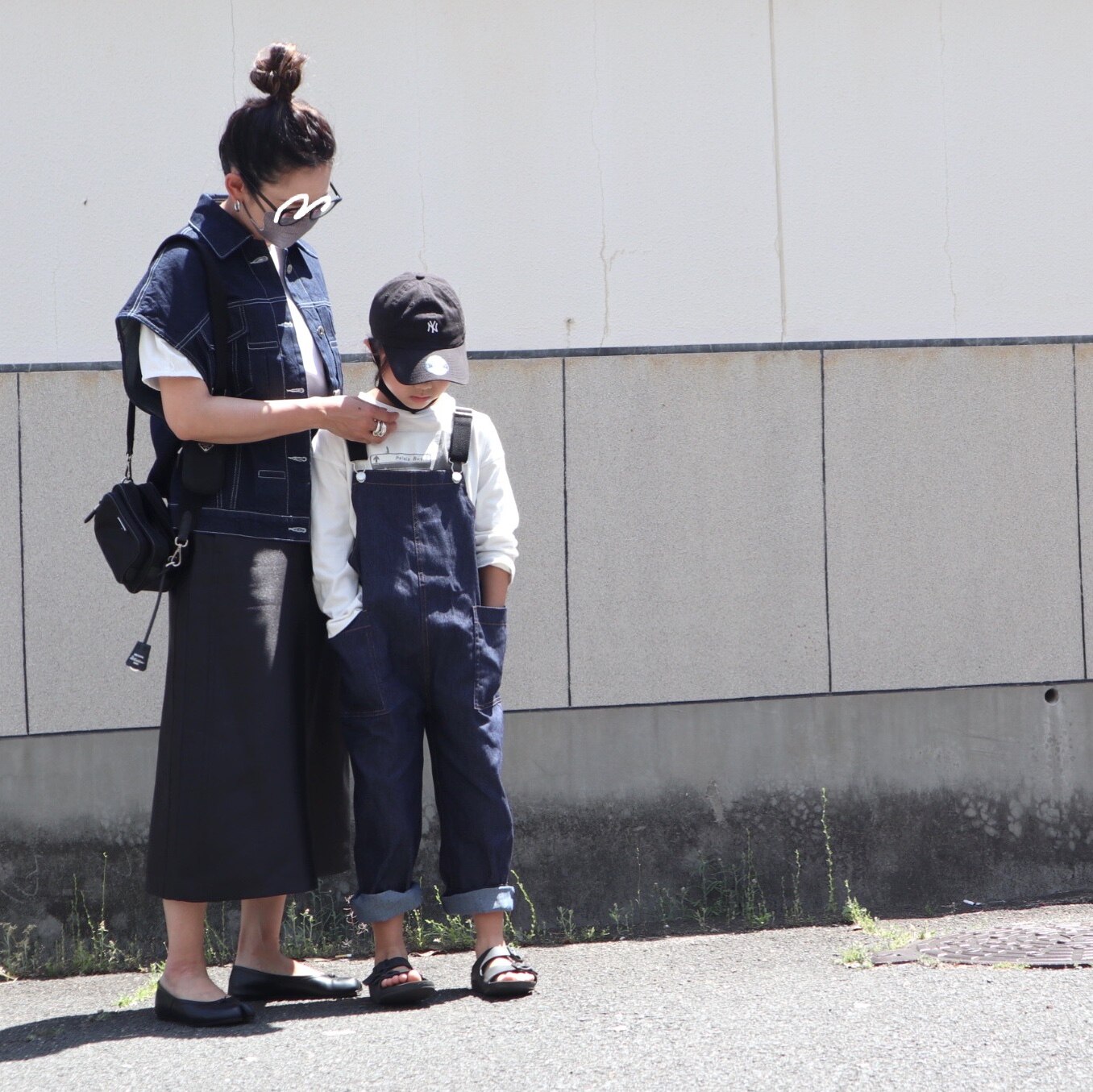 【ママとおそろい】ユニセックス サロペット オーバーオール デニム ツイル ポケット ナチュラル カジュアル