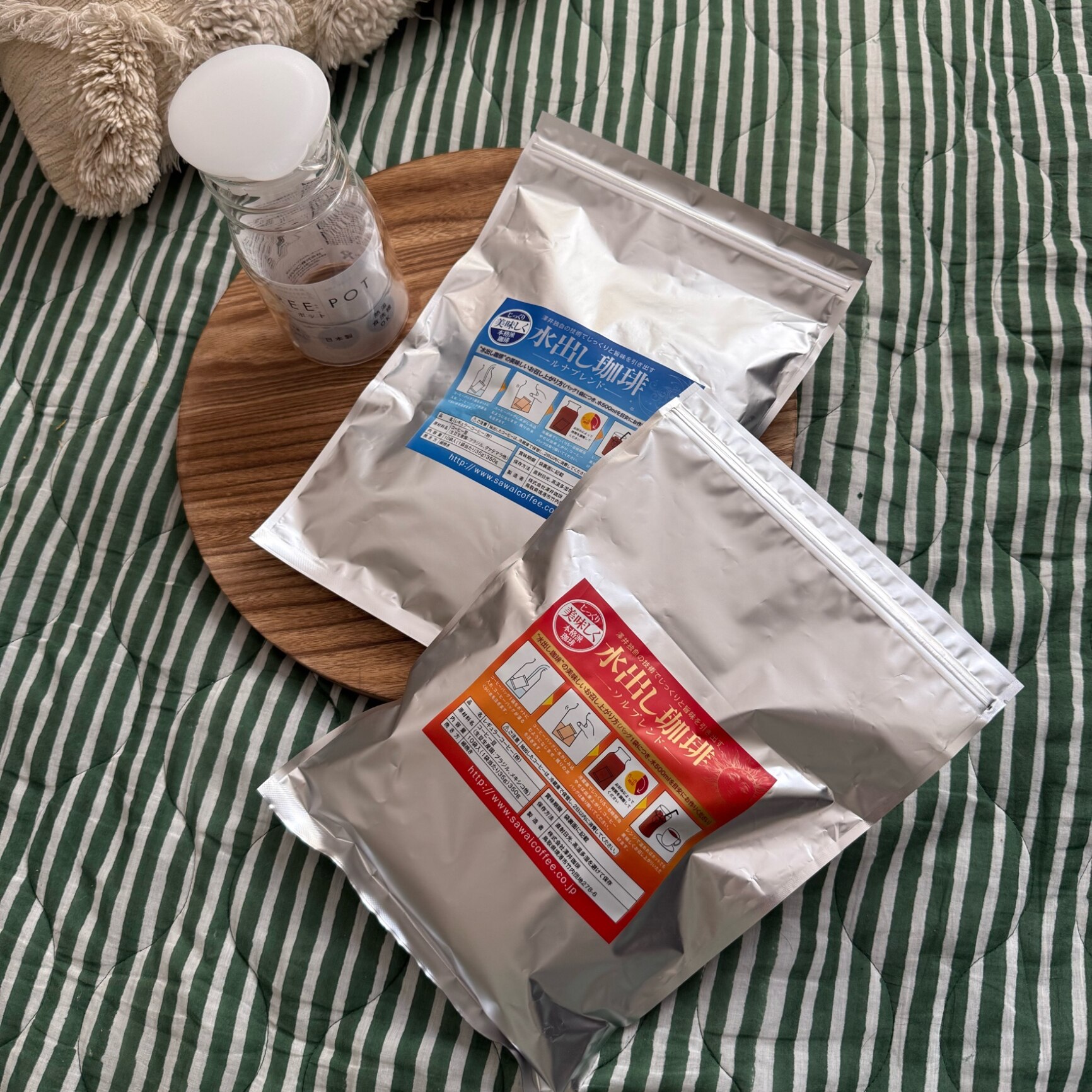 送料無料 コーヒー 珈琲 "ポット付きですぐ楽しめる本格派水出し珈琲パック" 澤井珈琲 アイスコーヒーパック 金と銀の水出しコーヒー ソル ルナ 10パック×2袋 HARIO FP-7-TW ×1個 【TS】 - メイン画像 3