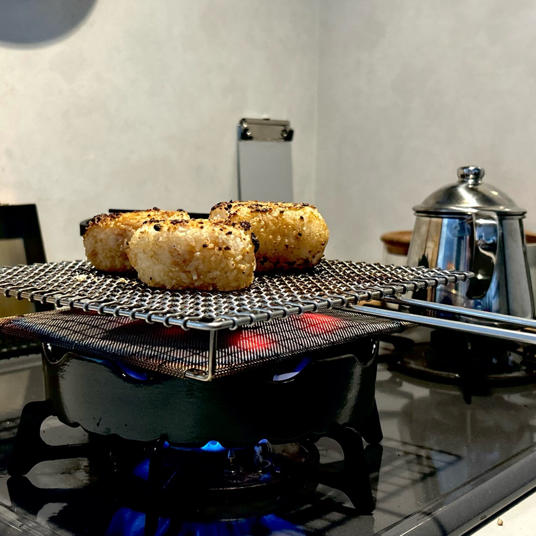 過熱防止センサー対応補助五徳 焼き台 黒』【日本製 ガスコンロ 五徳