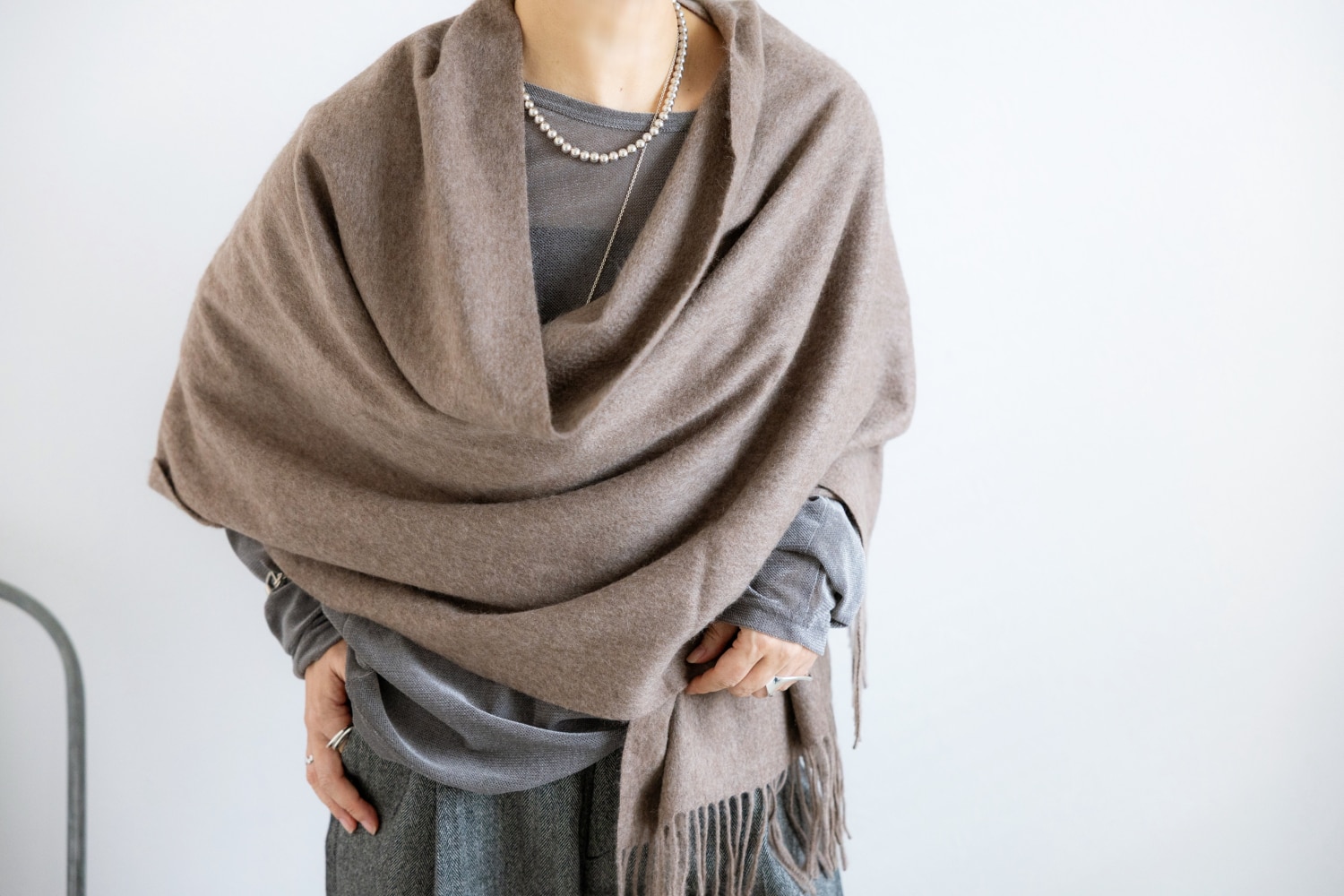 クーポン有］【イニシャル刺繍無料】カシミヤ 100% 大判 ストール 無地