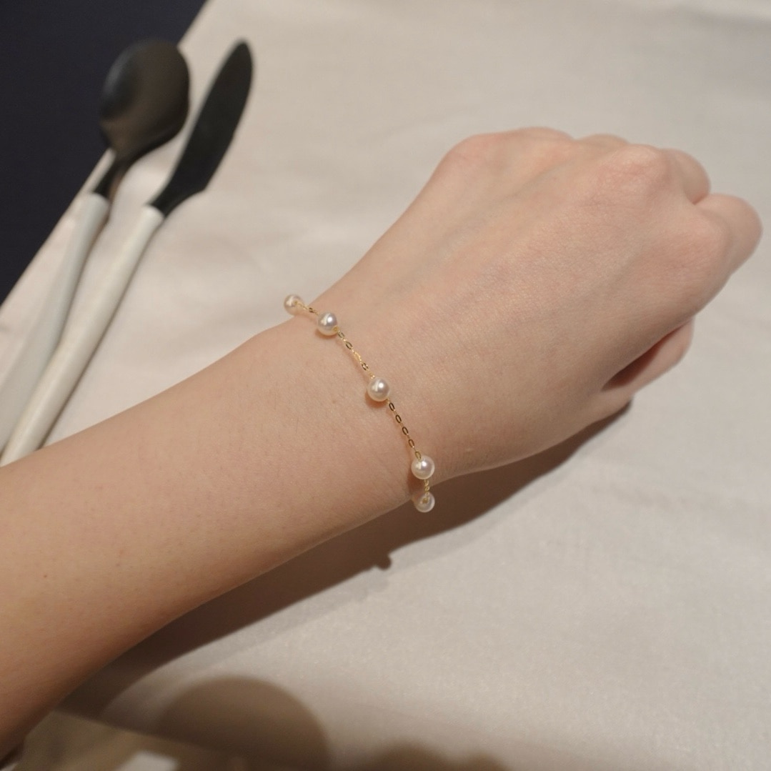 く*ら様 【美品】k18 2グラム　ブレスレット　パール　真珠 ふるさと納税】 パール優美 真珠 ブレスレット K18 アクセサリー