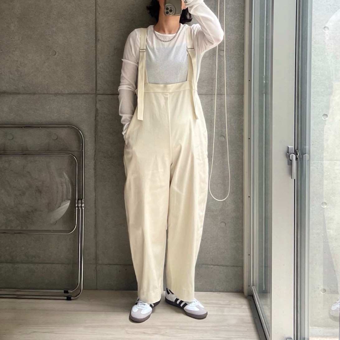 撥水 サロペット パンツ オールインワン カーブシルエット レディース ボトム ワンピース ワイド ワイドパンツ ストレートパンツ ポケット きれいめ リラックス リサイクルポリエステル エコ 春 夏 秋 冬 M Lサイズ 洗濯可 for/c フォーシー 楽天room