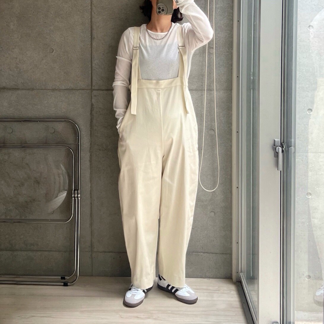撥水 サロペット パンツ オールインワン カーブシルエット レディース ボトム ワンピース ワイド ワイドパンツ ストレートパンツ ポケット きれいめ リラックス リサイクルポリエステル エコ 春 夏 秋 冬 M Lサイズ 洗濯可 for/c フォーシー 楽天room - メイン画像 1