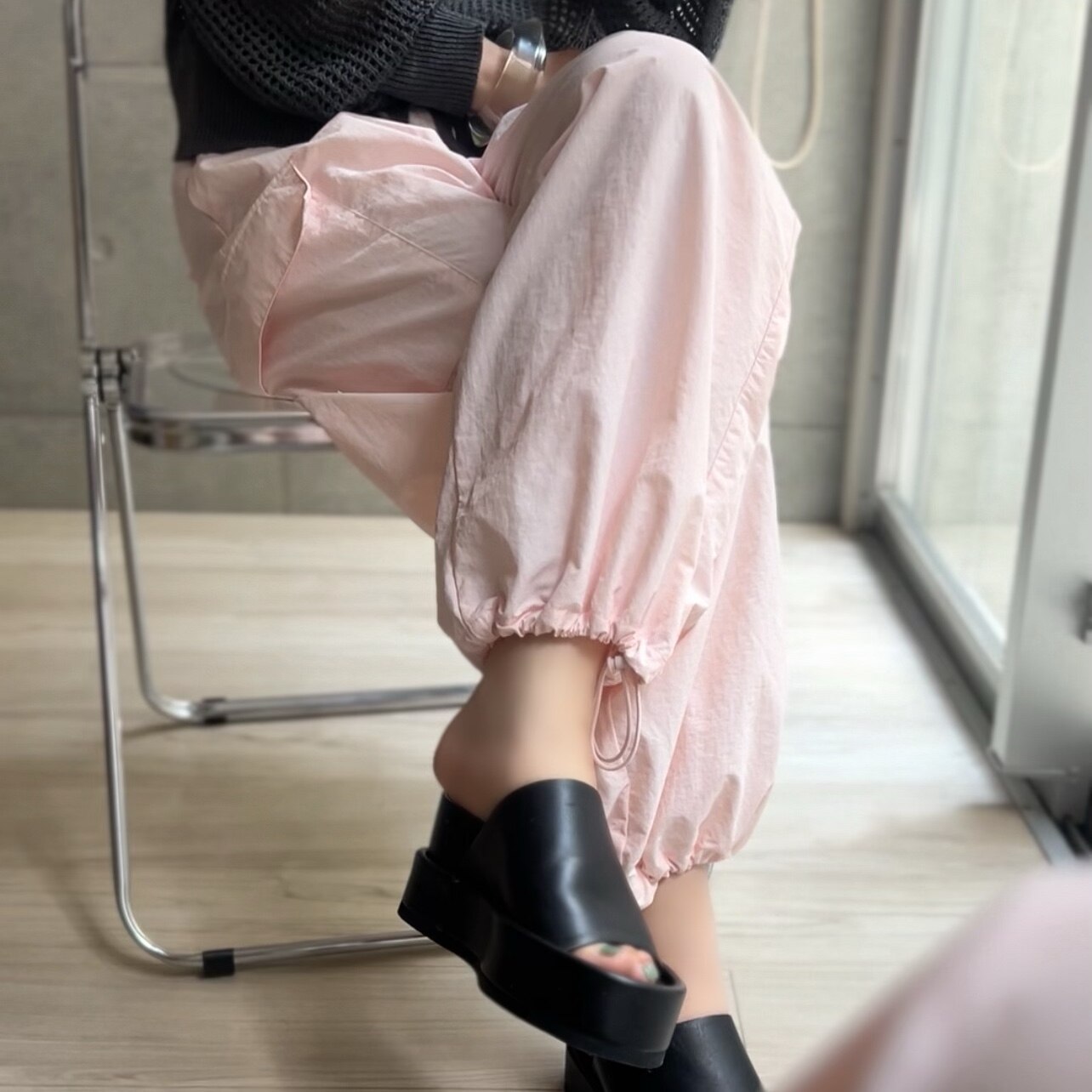 撥水 ナイロンヴィンテージ カーゴパンツ レディース ボトムス パンツ カーゴ パラシュートパンツ ドローコード リサイクルナイロン エコ 春 夏 秋 冬 S M L LLサイズ 洗濯可 for/c フォーシー 楽天room【メール便可】