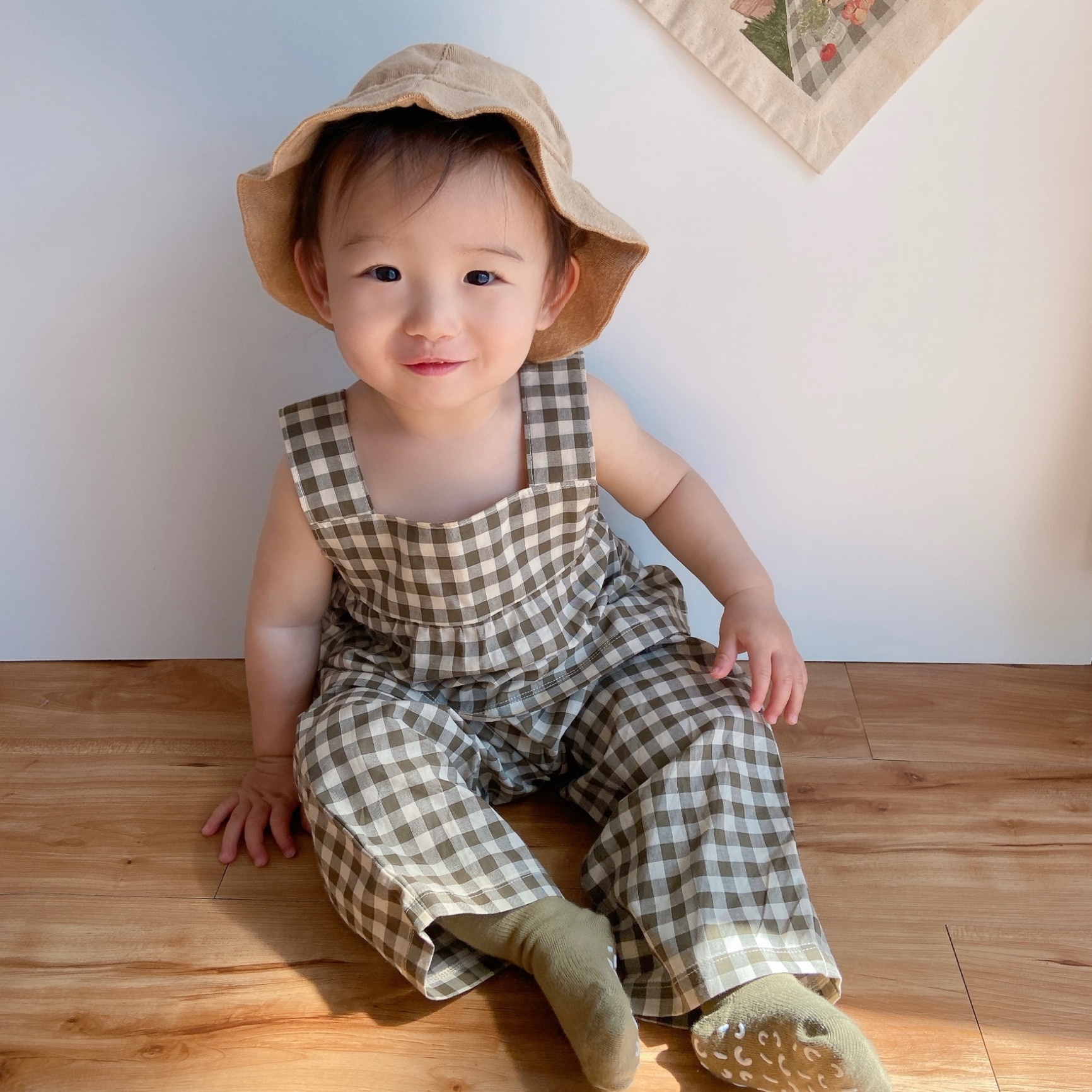 【送料無料】Olive Gingham Dolce Top (1-2y/2-3y/3-4y) by organic 