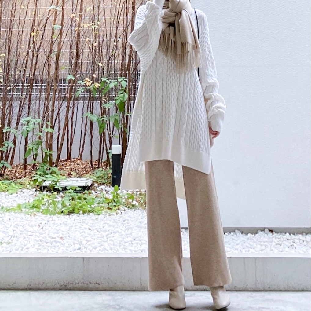 パンツ《リブニットセミワイドパンツ 全8色 2サイズ》 ゆったり