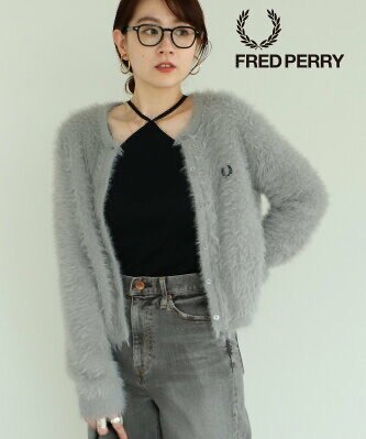 SALE／40%OFF】Ray BEAMS 【大人気アイテム！】FRED PERRY × Ray BEAMS / 別注 シャギー カーディガン  フレッドペリー ビームス ウイメン トップス カーディガン ブラック グレー【送料無料】