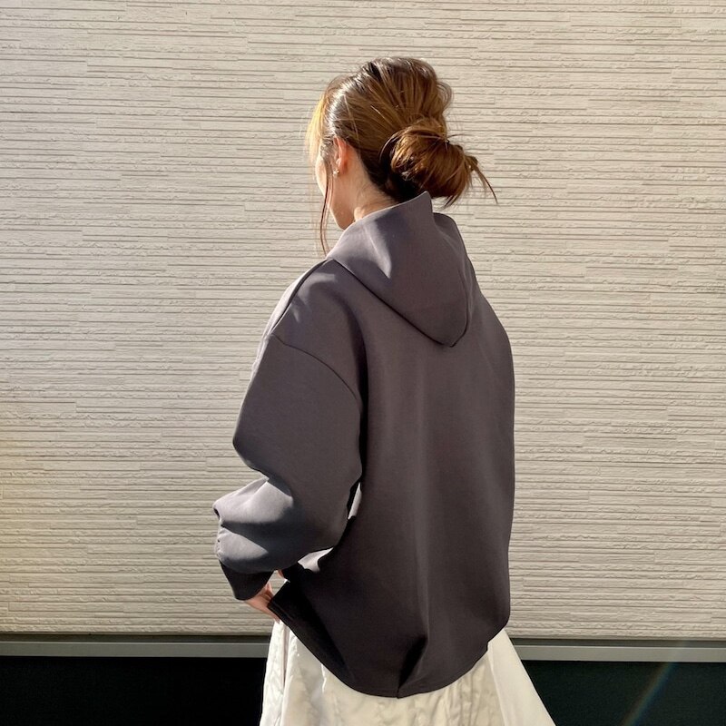 パーカー フード コクーン ボリュームフード 小顔 楽ちん きれいめ 大人 春 秋 冬 ダンボール 30代 40代　ダンボールサイドベンツパーカー メール便不可 Aletta vita パーカー フード コクーン ボリュームフード 小顔