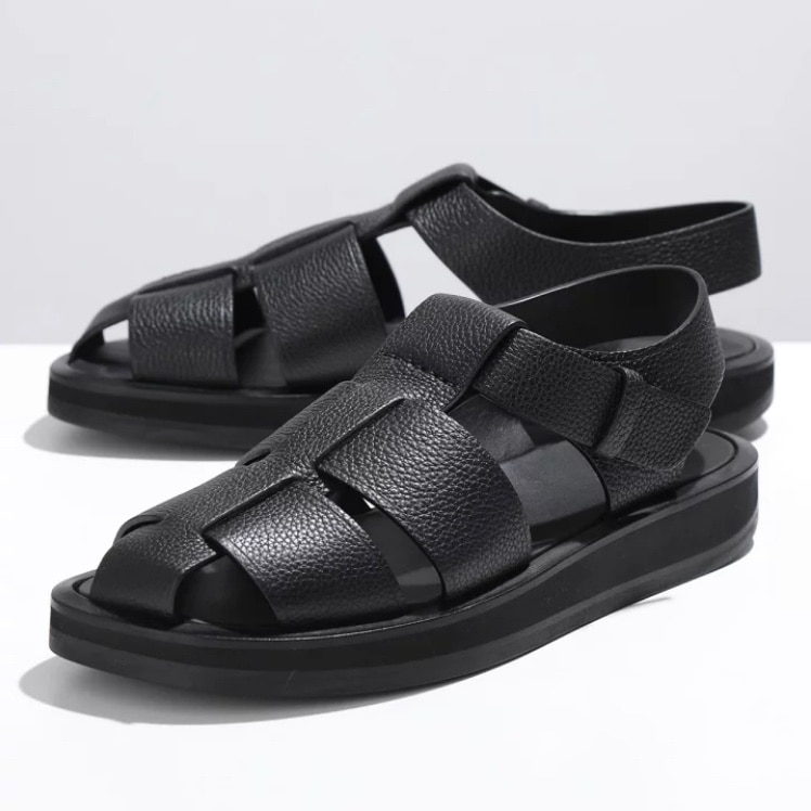 THE ROW☆25SS ブラック フィッシャーマン フラットサンダル tz-f1343-n60-blk_3.jpg