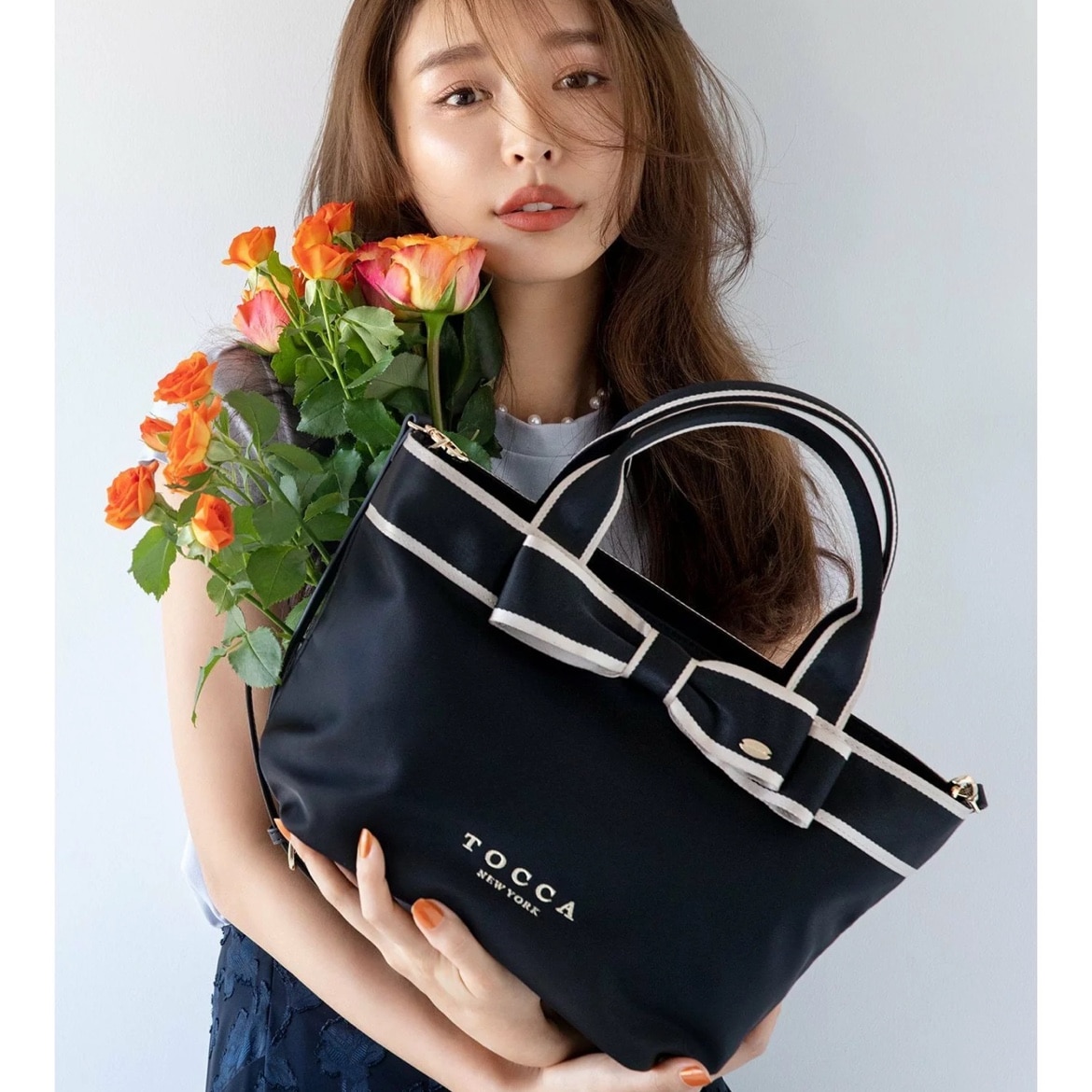 TOCCA 【撥水】BICOLOR RIBBON TOTE トートバッグ トッカ バッグ