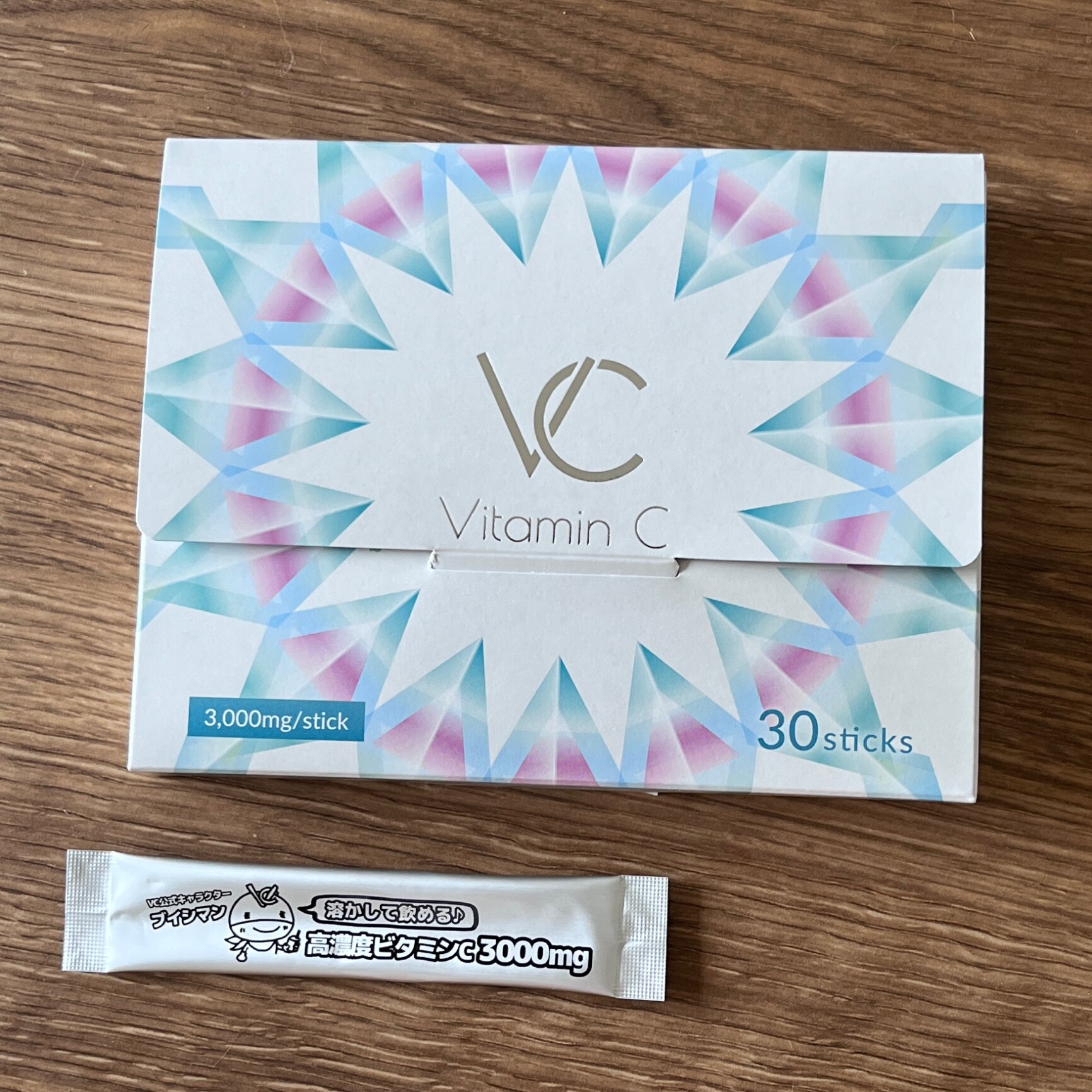 高濃度 ビタミンC 3000mg イギリス産 含有率96% サプリメント 粉末 スティック VC(ブイシー) 30包 1箱　ブイシマン