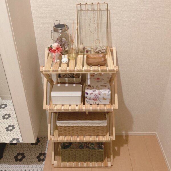 あす楽対応 コーナン オリジナル コーナンラック 折り畳み式木製ラック W460 4段 ナチュラル