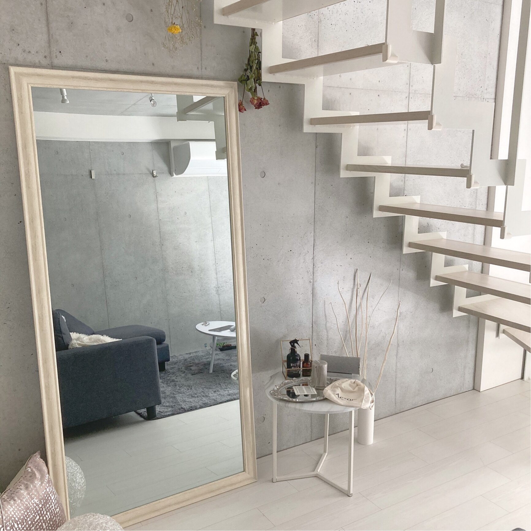 鏡 全身 ミラー 姿見 アンティーク調大型ミラーW90 幅90ビッグミラー