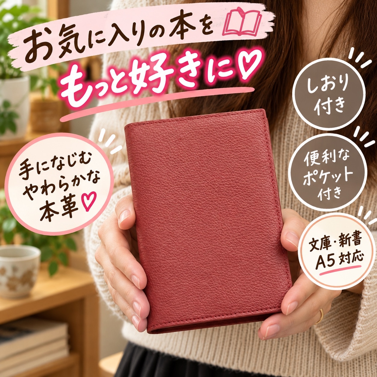 全3サイズ】ブックカバー 本革 文庫 新書 A5 高級感 しおり付き フリー