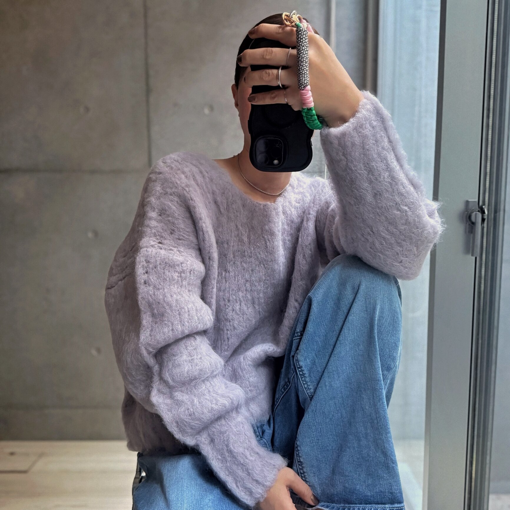 グレディブリリアン アルパカ混起毛ハンドクルーネックニット/ Gready Brilliant レディース トップス 長袖ニット 手編み風 ふんわり風合い 保温性 ゆったり着用 カジュアル コーデ