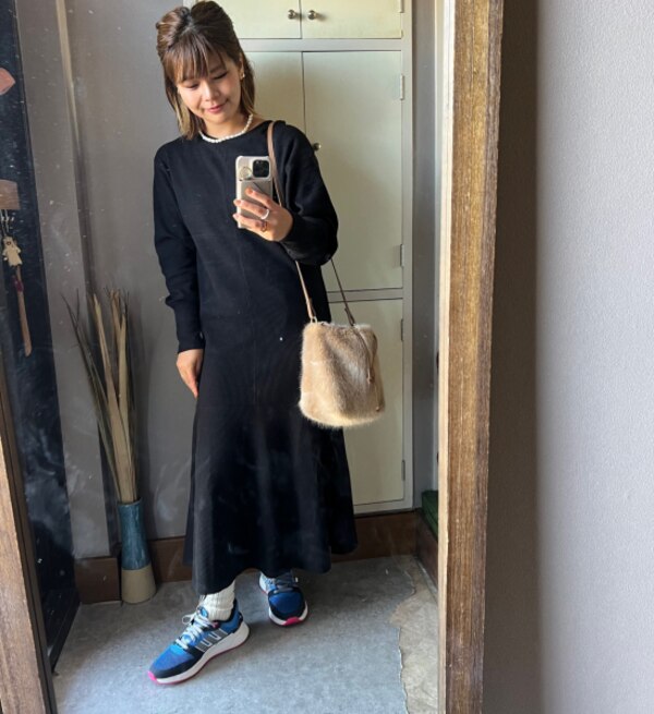 Discoat サーマルマーメイドワンピース ディスコート ワンピース ロングワンピース マキシワンピース ブラック ホワイト グレー 送料無料