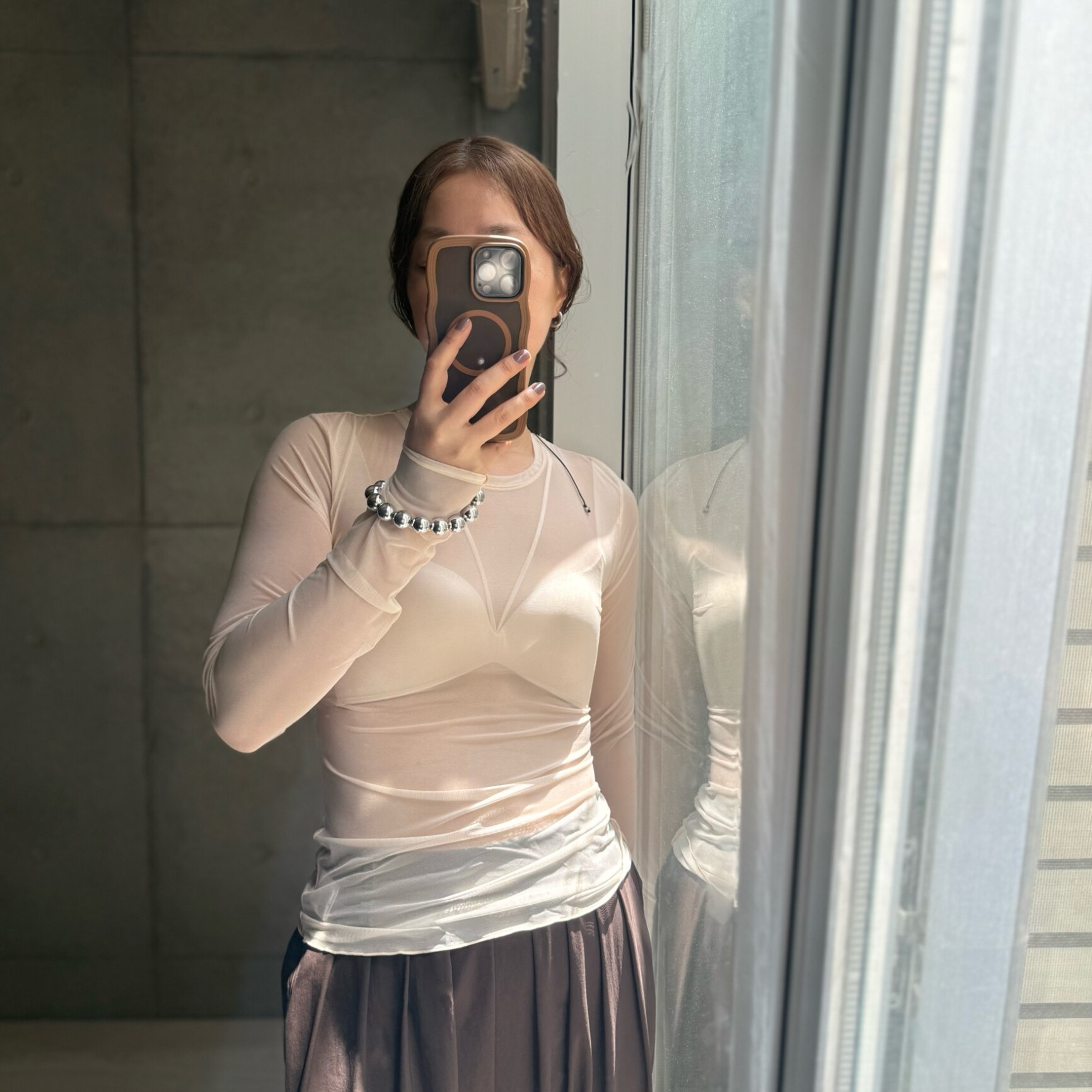 【SALE／30%OFF】NICENICE MOMENT MESH LONGSLEEVE SHELL エリオポール トップス カットソー・Tシャツ ブラック ベージュ【送料無料】