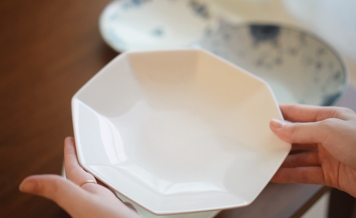 作山窯】SAKUZAN 八角 プレート（M) 白 U19026