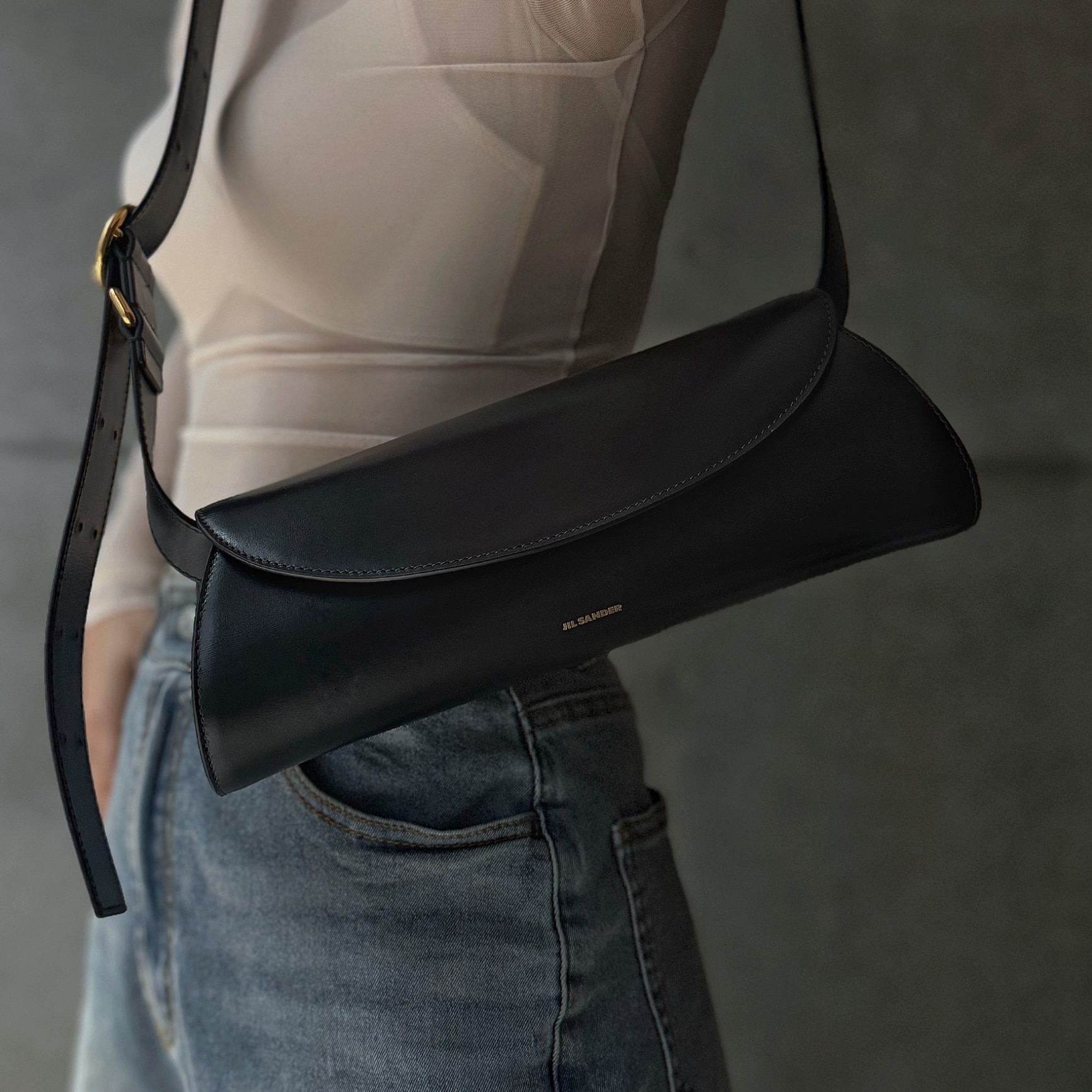 【訳あり】【アウトレット】ジルサンダー JIL SANDER ショルダーバッグ ブラック レディース CANNOLO SMALL カンノーロ【返品交換不可】