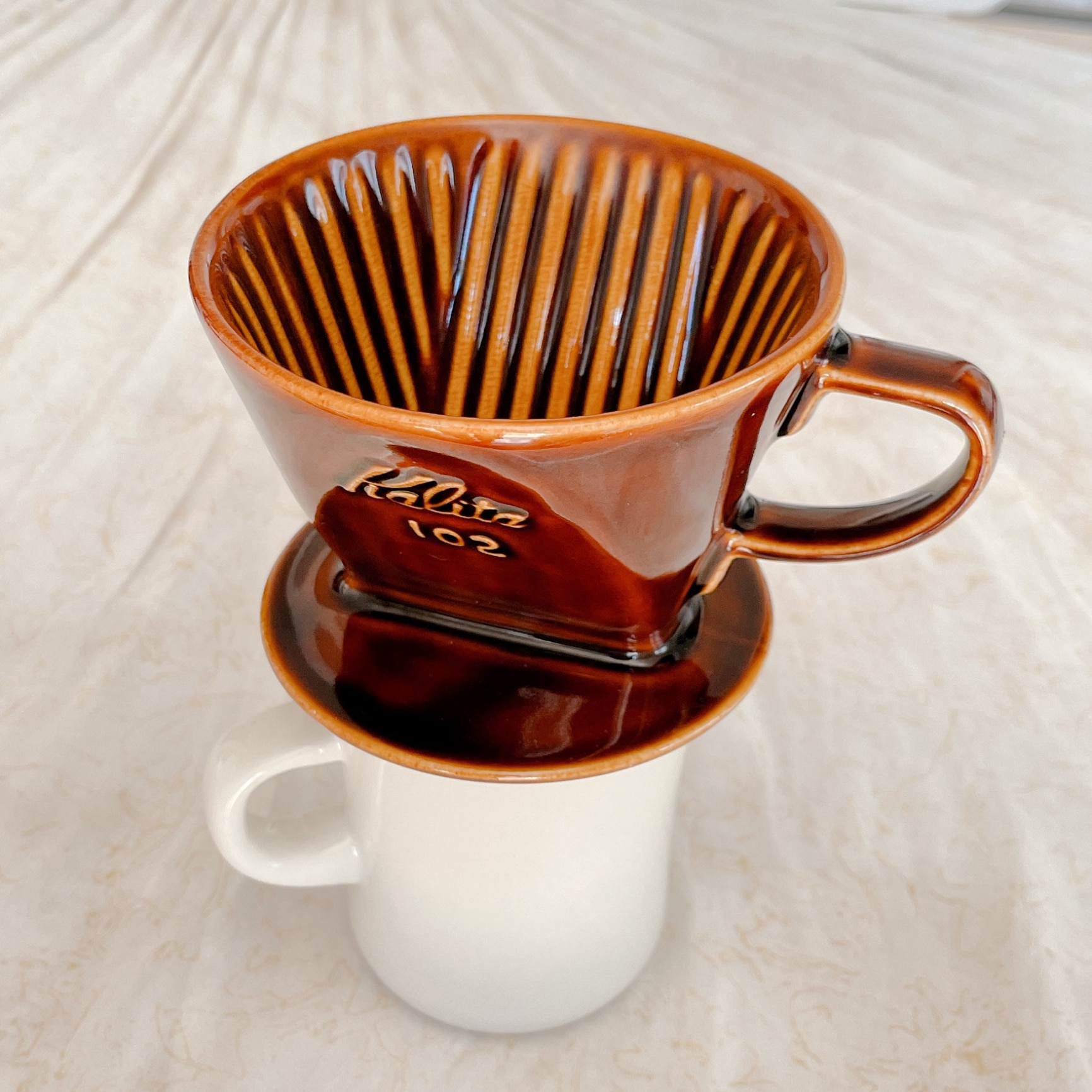 102-ロトブラウン陶器製ドリッパー/カリタ（Kalita）/グルメコーヒー豆
