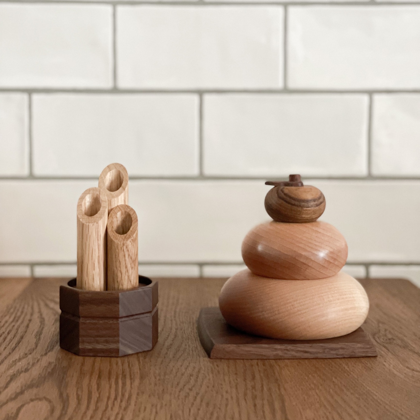 木製鏡餅＆門松 正月飾り コンパクト インテリア 日本製