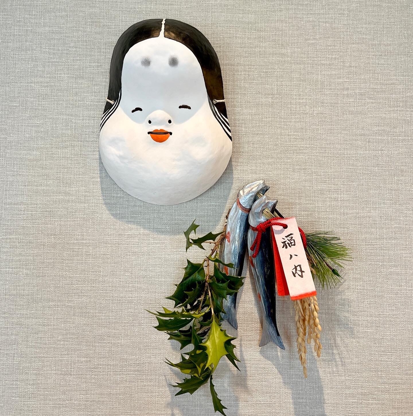 歴史のある古和紙のお面「嵯峨面」 福寿のご利益『お多福面』 藤原