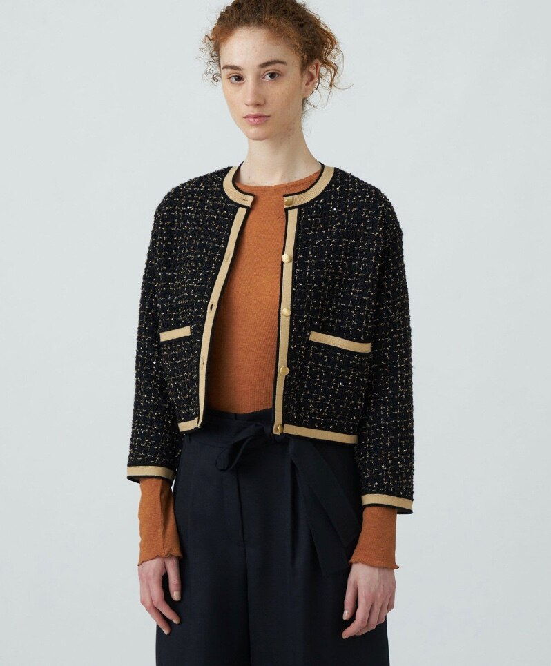 SALE／40%OFF】Ballsey ニットコンビツイード クルーネック