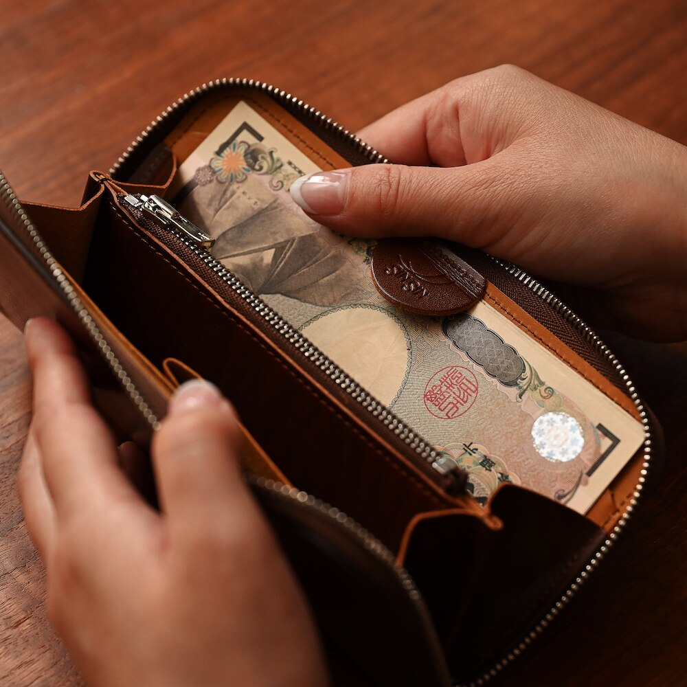 コンパクト長財布 極小長財布バタール(牛革) 日本製 ラウンド コンパクト長財布 極小長財布バタール(牛革) 日本製 ラウンド