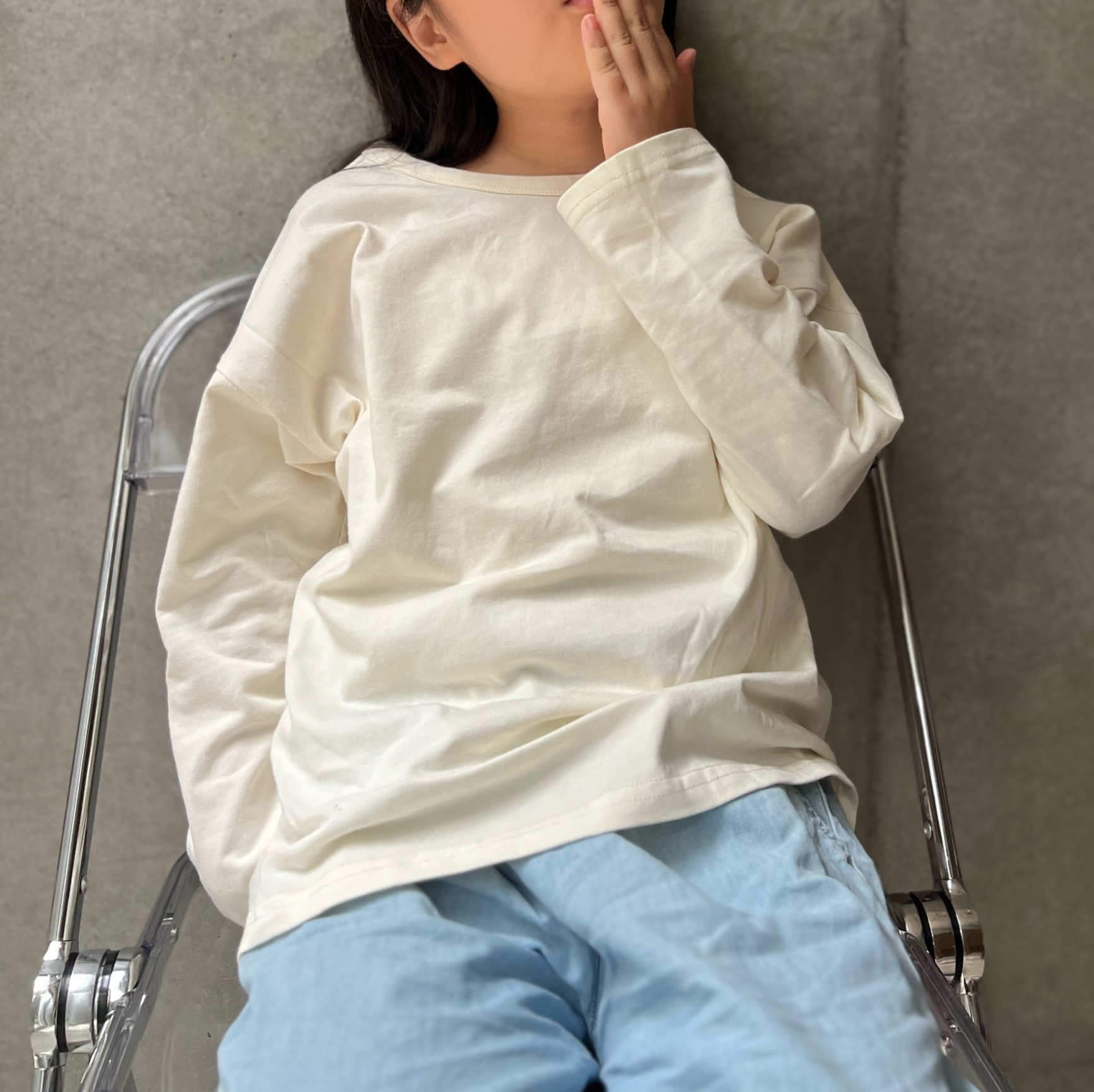 【春夏】 オーバーサイズ 長袖 Tシャツ 綿100% 無地 シンプル キッズ ベビー トップス 春 夏 80 90 100 110 子供服 男の子 女の子