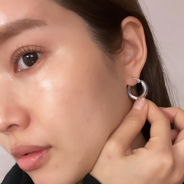 シルバー】 シンプルフープピアス | CENE セネ せね 金属アレルギー 