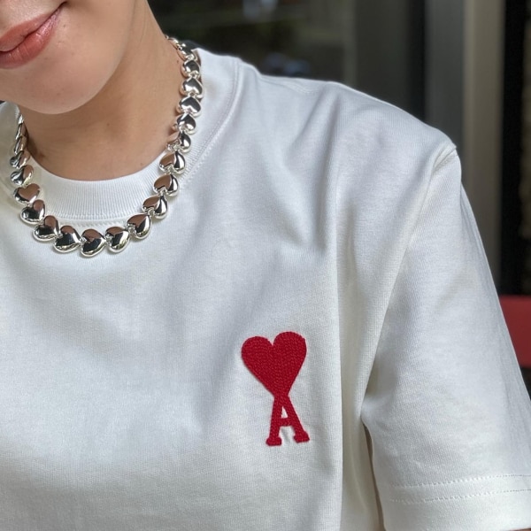 AMI PARIS アミパリス TEE 半袖TシャツUTS004.726 ハートロゴ 刺繍 