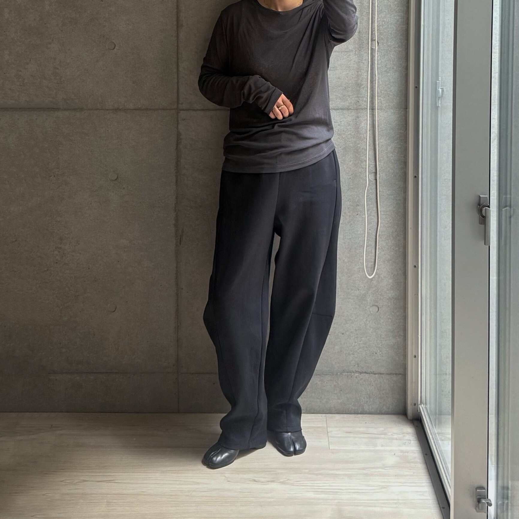 きれいめ ダ ンボール カーブパンツ ボトムス レディース バレルレッグ パンツ ウエストゴム 楽ちん ゆったり 綿混 低身長 高身長 USAコットン エコ ベーシック 25A/W 秋 冬 M L 洗濯可 for/c フォーシー - メイン画像 2