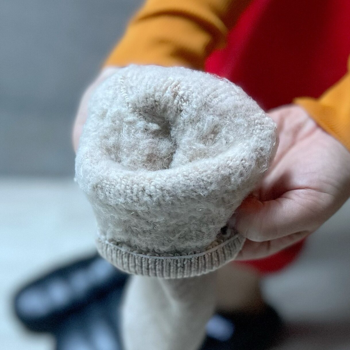 あったか靴下 2足セット 履く毛布 もこもこ 裏起毛 靴下 ソックス ナチュラルカラー あったかグッズ ルームソックス レディース おしゃれな ナチュラルカラー【2P】 - メイン画像 2