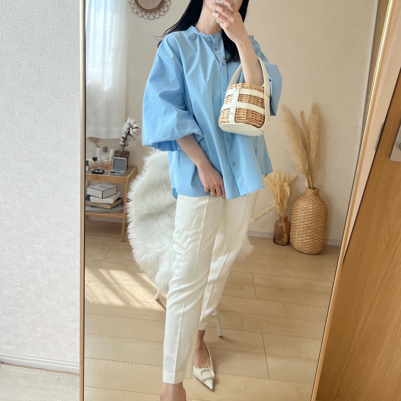 24SS美品plage flutter ブラウスボリューム袖トップスプルオーバー 24SS美品plage flutter ブラウスボリューム袖トップスプル