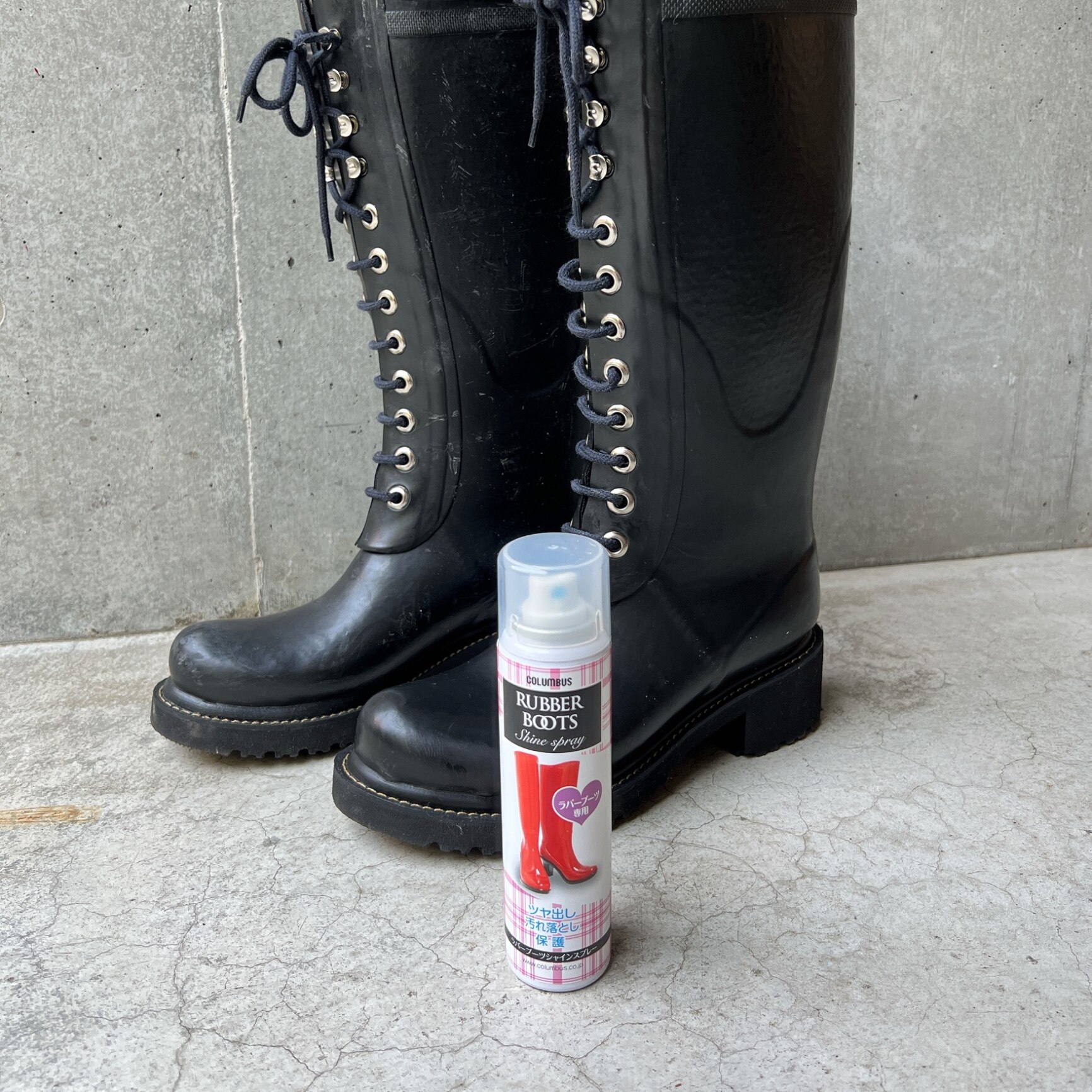 \最大1000円クーポン有/最強翌日配送 コロンブス columbus RUBBER BOOTS Shine spray ラバーブーツ シャインスプレー ラバーブーツ専用 ツヤ出し 汚れ落とし 保護スプレー シューケア - メイン画像 1