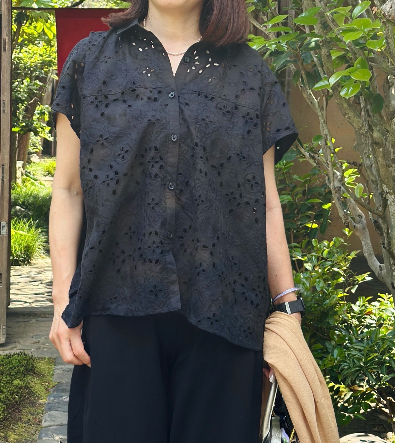 【新品】綿レースシャツ(ブラウス) grin｜【40%OFF】綿麻ダンプ テールレースシャツ ブラウス レディース