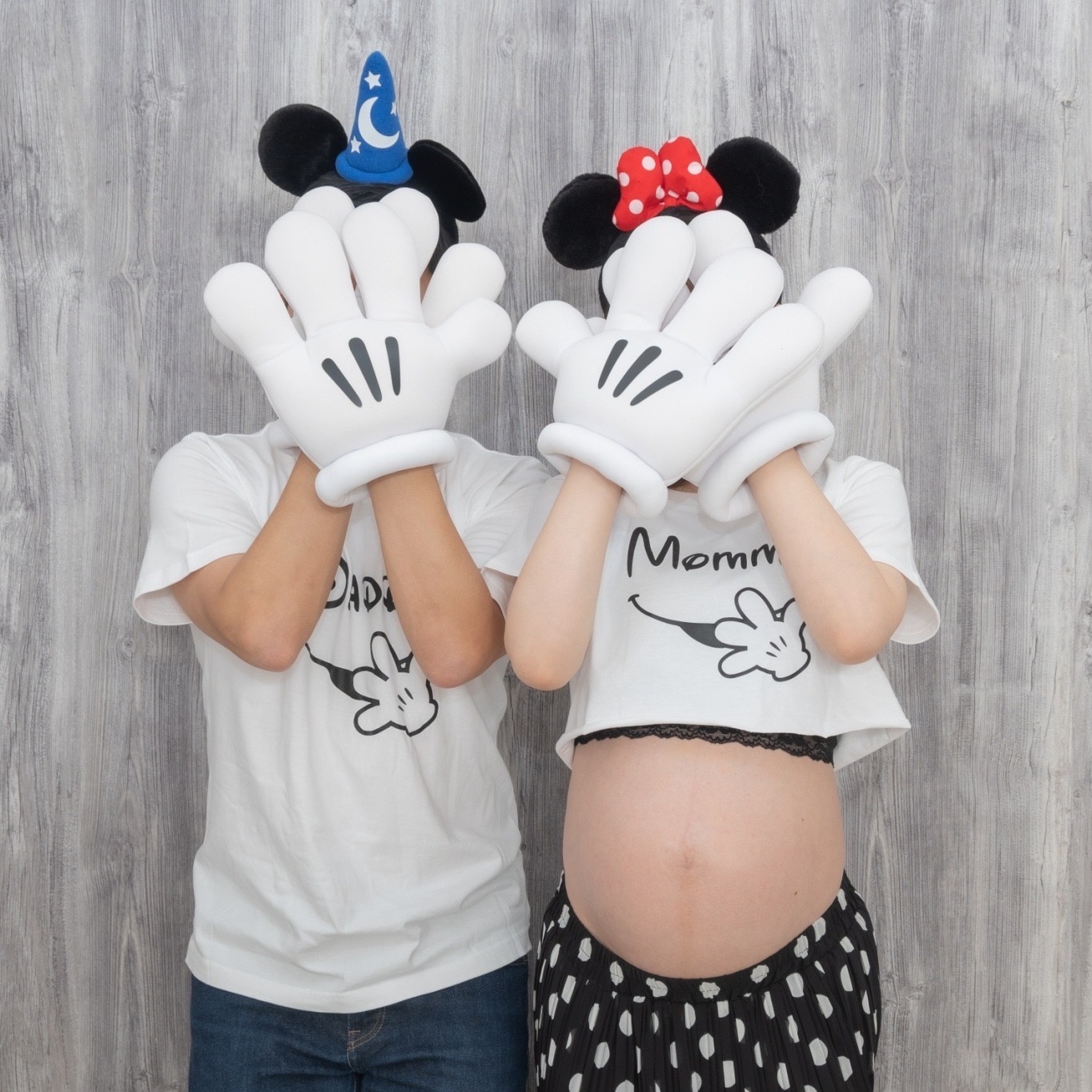 2枚セット【マタニティフォト】パパ＆ママTシャツ(DT)[S-XXXL] 親子