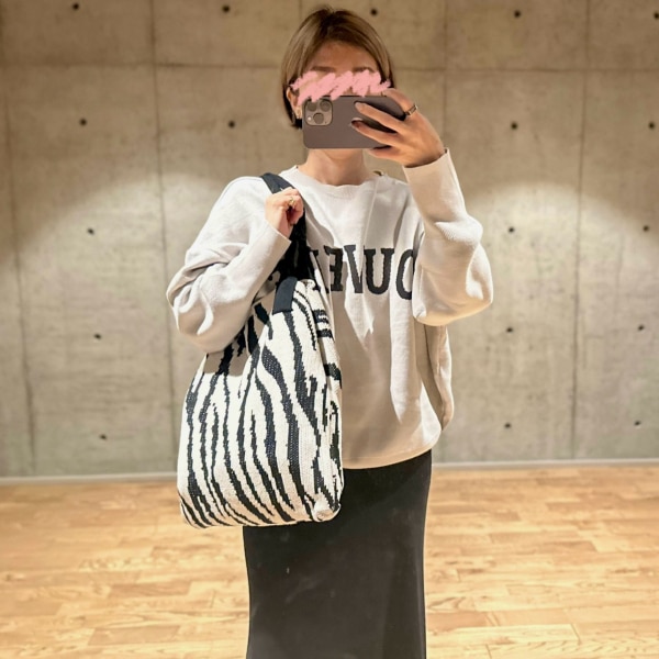 ゼブラ柄ニットトートバッグ・p438736 レディース 【bag】鞄 かばん 