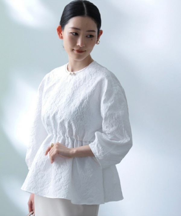 SALE／50%OFF】Demi-Luxe BEAMS / ジャカード パフスリーブ プル 
