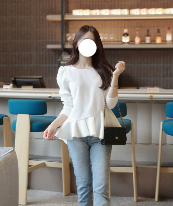アシンメトリーペプラムトップス [C7646] レディース 20代 30代 40代