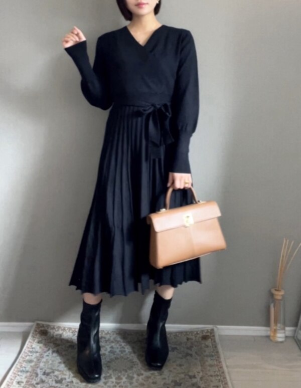 ニット ワンピース 秋 冬 秋冬 ニットワンピース カシュクール 