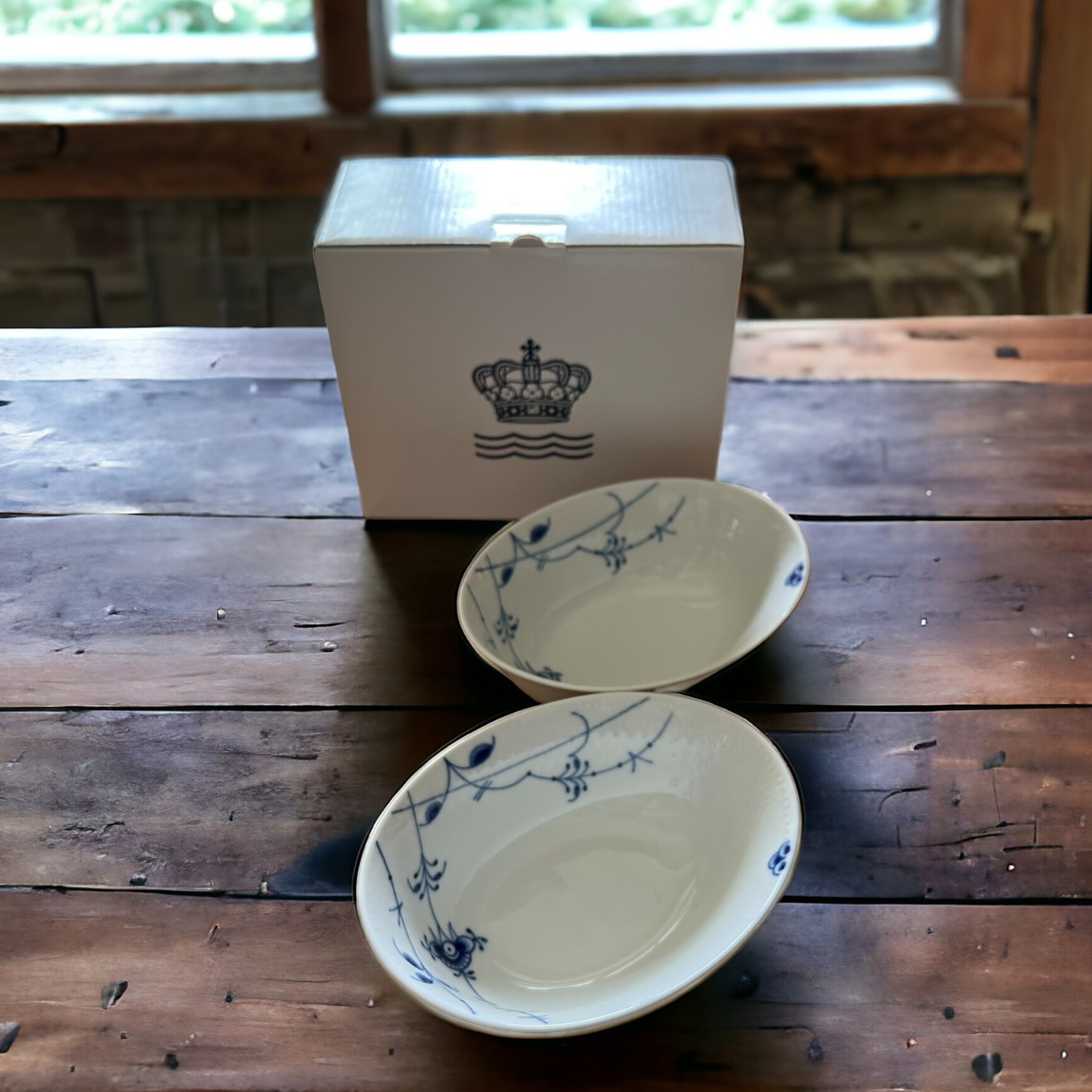 【先着クーポン】 ロイヤルコペンハーゲン (Royal Copenhagen) ブルーパルメッテ オーバルボウル ペア 15×11.5 ...