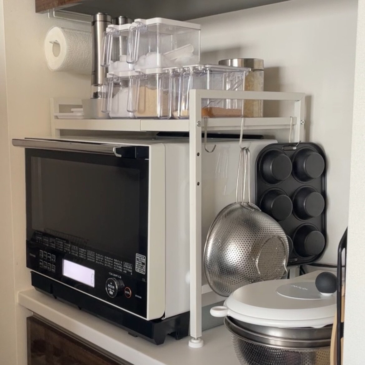 2025年新作】レンジラック 幅40～60cm 幅伸縮 大型レンジ対応 高さ調整