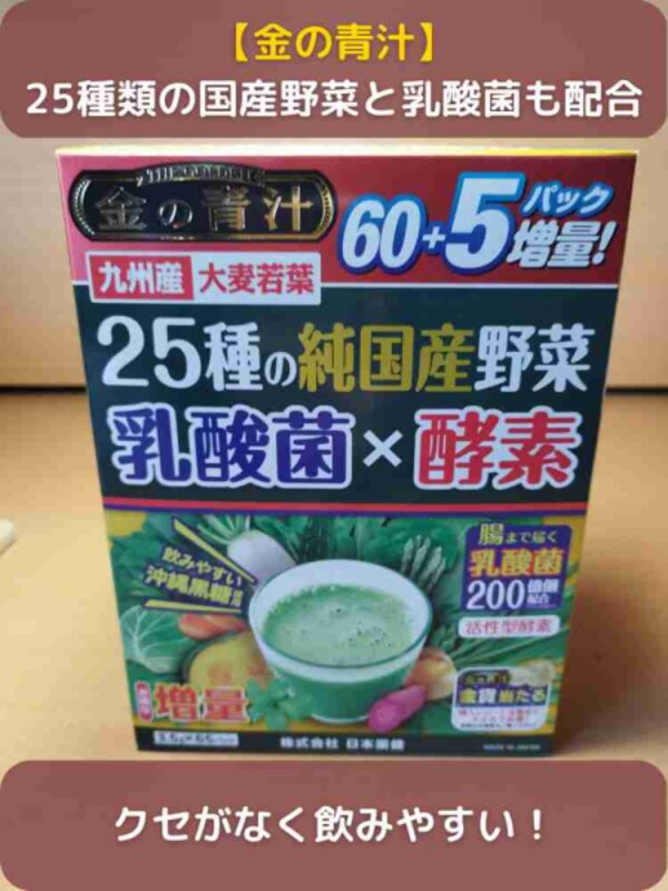 日本薬健 金の青汁 25種の純国産野菜 乳酸菌×酵素 60包