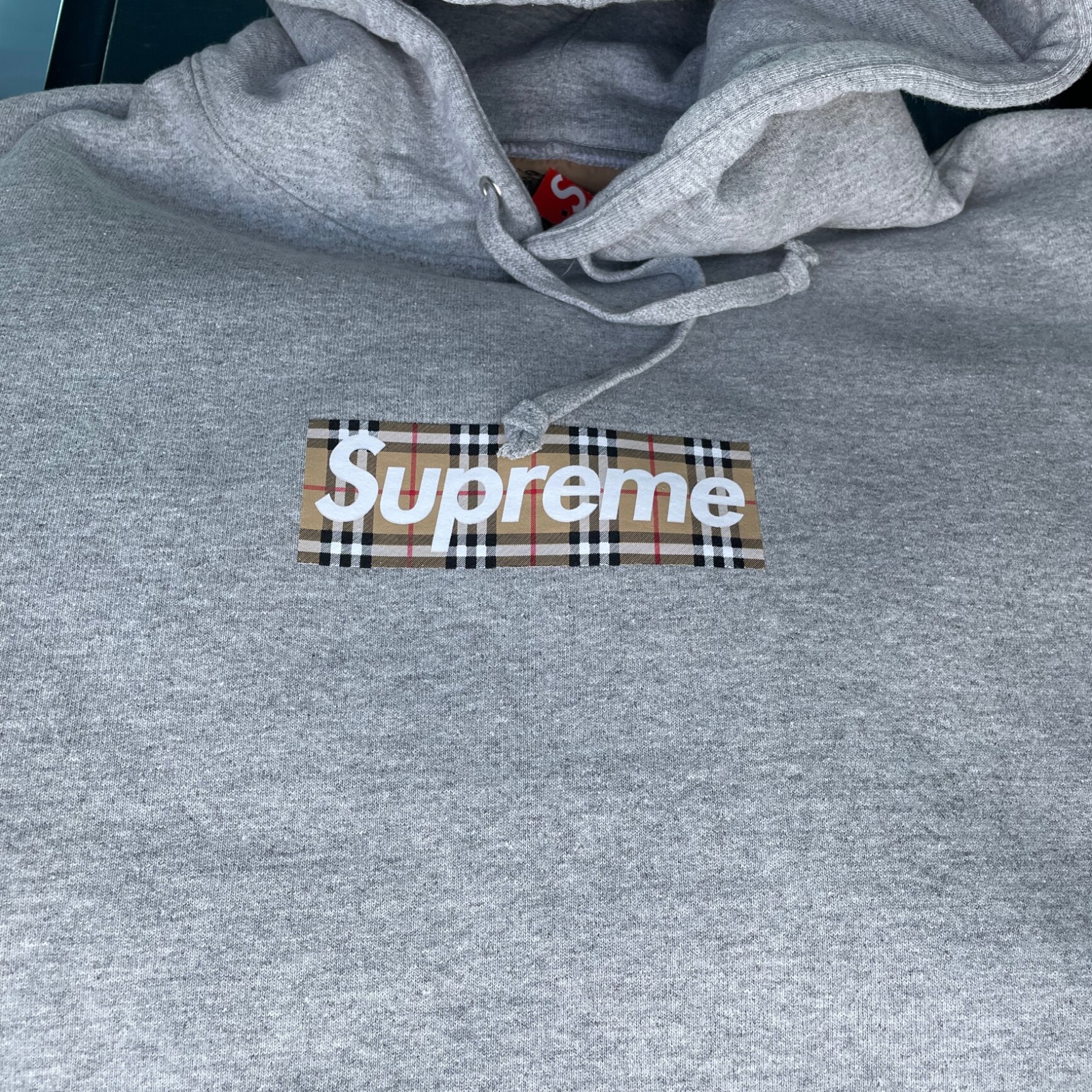 SUPREME 22ss BURBERRY BOX LOGO HOODED Sサイズ グレー シュプリーム