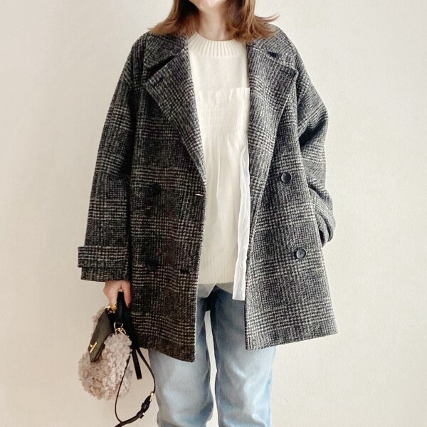 Spick & Span Wスライバーノーカラーチェックコート 美品✨Spick&Span 