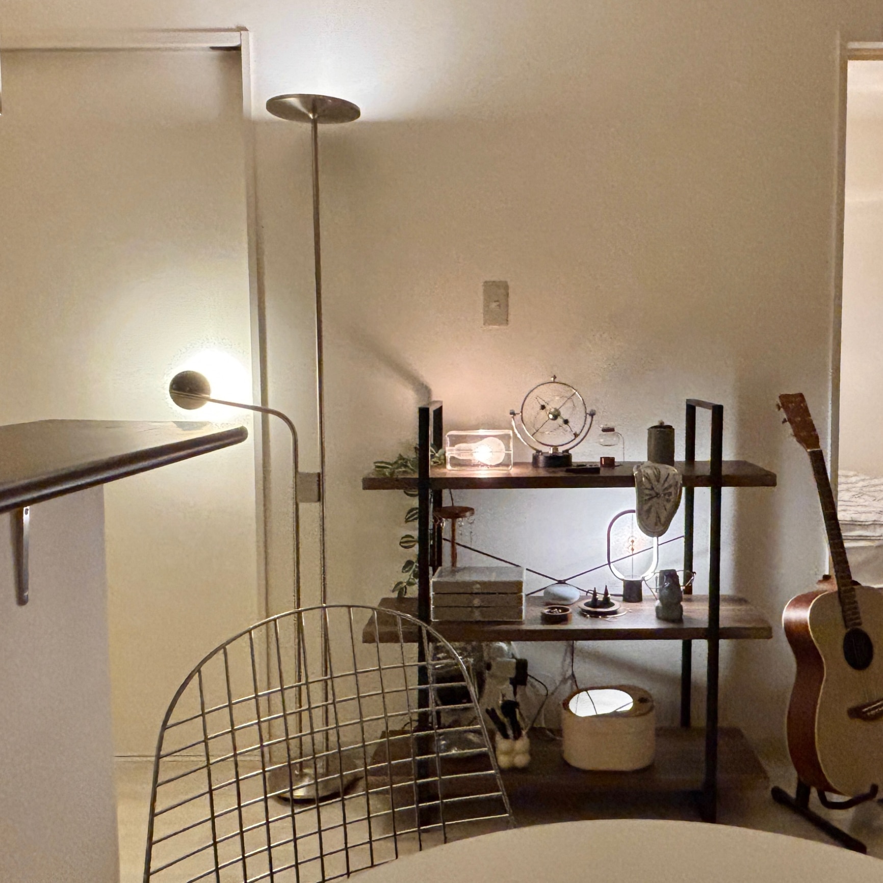 IKEA イケア LEDフロアアップライト 読書ランプ 調光可能 ニッケル