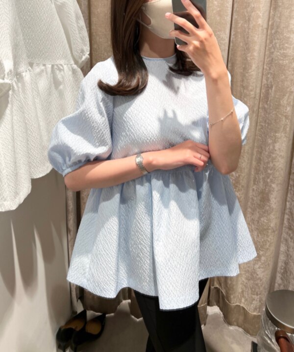 UNITED ARROWS AIRY ジャカード 5SL ペプラム ブラウス ユナイテッド 
