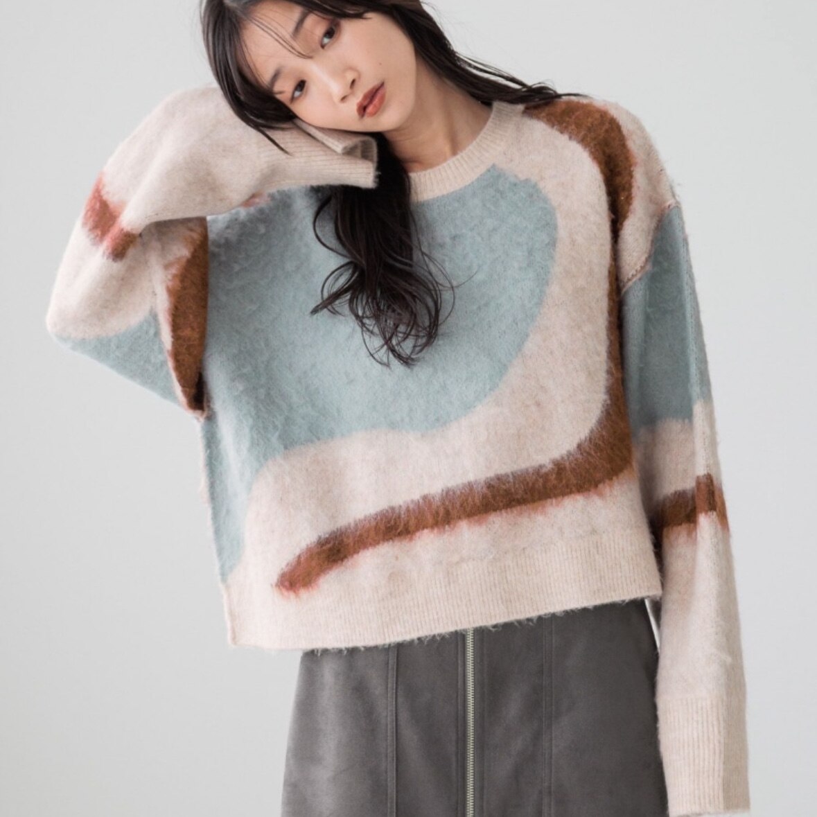 【SALE／30%OFF】【前後着用可能】 ニュアンスガラニットプルオーバーLS LOWRYS FARM ローリーズファーム トップス ニット ...
